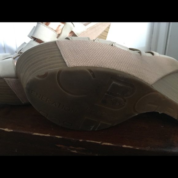 BCBGgeneration Strappy White Leather Wedges - Picture 5 of 6